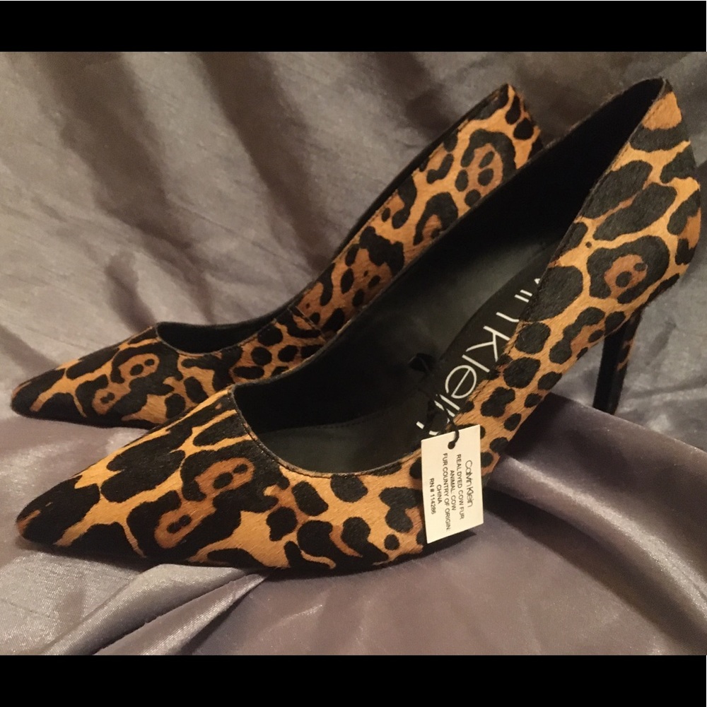 CK REAL FUR LEOPARD PRINT STILETTOS